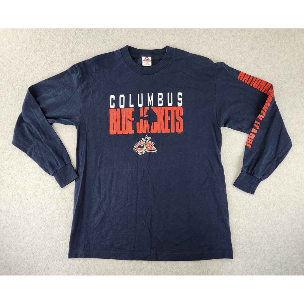 Vintage Columbus‎ Blue Jackets Shirt  Large Navy Blue NHL Hockey Long Sleeve